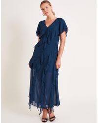 Monsoon - Renata Ruffle Maxi Dress Blue - Lyst