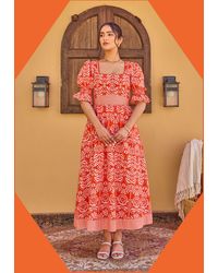 Monsoon - India & Mills Katie Tropic Midi Dress Red - Lyst