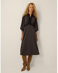 Monsoon - Sally Lace Polka Dot Jersey Midi Dress Black - Lyst