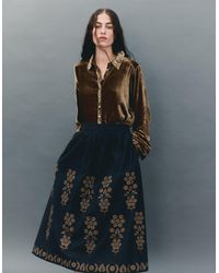 Monsoon - East Sophia Floral Embroidered Midi Skirt Blue - Lyst
