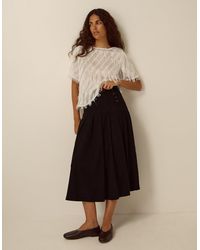 Monsoon - Sonja Pleated Corduroy Midi Skirt Black - Lyst