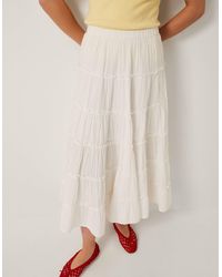 Monsoon - Ginny Tiered Maxi Skirt Ivory - Lyst