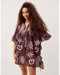 Monsoon - Mafalda Sun Print Ruffle Mini Kaftan - Lyst