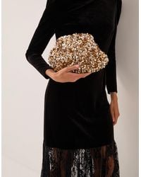 Monsoon - Kira Sequin Clutch Bag Gold - Lyst