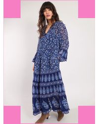 Monsoon - East Print Tiered Maxi Dress Blue - Lyst