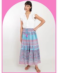 Monsoon - East Print Tie Maxi Skirt Blue - Lyst