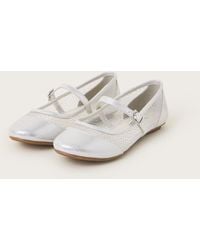 Monsoon - Metallic Mesh Strap Ballet Flats Silver - Lyst