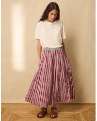 Monsoon - East Vika Hand-woodblock Stripe Maxi Skirt Red - Lyst