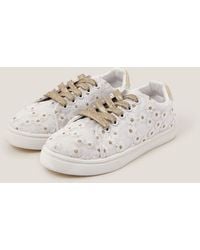 Monsoon - Floral Embroidered Trainers Gold - Lyst