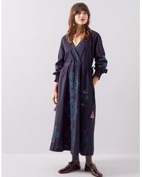 Monsoon - East Sophia Floral Embroidered Cotton Midi Dress Blue - Lyst