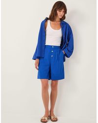 Monsoon - Lucy Linen Blend Longline Shorts Blue - Lyst
