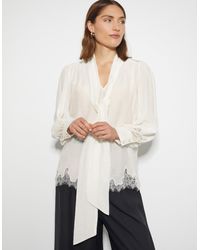 Monsoon - Reece Lacy Pussybow Blouse Ivory - Lyst