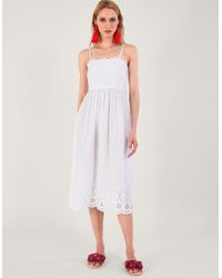 Monsoon - Broderie Neck And Hem Cami Dress White - Lyst