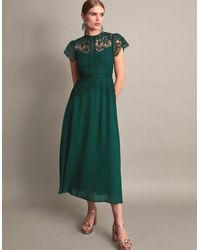 Monsoon - Monica Lace Midi Dress Green - Lyst