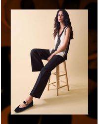 Monsoon - Clemence Gianna Jacquard Wide Leg Trousers Black - Lyst