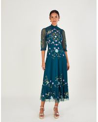 Monsoon - Francesca Embroidered Midi Dress Blue - Lyst