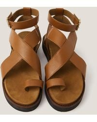 Monsoon - Ivy Toe Strap Crossover Leather Sandals Tan - Lyst