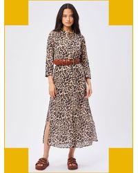 Monsoon - Petite Mendigote Leopard Print Dress Camel - Lyst