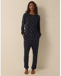 Monsoon - Betsy Foil Bow Jersey Long Pyjamas Set Blue - Lyst
