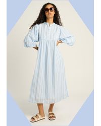 Monsoon - Petite Mendigote Rigo Stripe Shirt Midi Dress Blue - Lyst