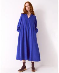 Monsoon - East Mahi Tie Corduroy Midi Dress Blue - Lyst