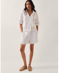 Monsoon - Irina High-waisted Lace Shorts White - Lyst