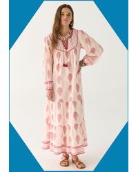 Monsoon - Maison Hotel Layla Print Midi Dress Pink - Lyst