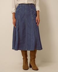 Monsoon - Harper Godet Denim Midi Skirt Blue - Lyst
