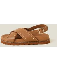 Monsoon - Suki Stud Leopard Print Sandals Tan - Lyst