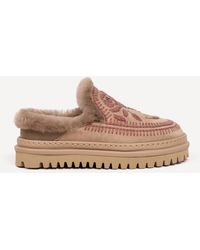 Monsoon - Laidback London Jun Embroidered Slip On Suede Shoes Camel - Lyst