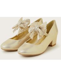 Monsoon - Pleated Bow Heeled Shoes Gold - Lyst