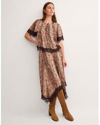 Monsoon - Babette Leopard Print Midi Slip Skirt Brown - Lyst
