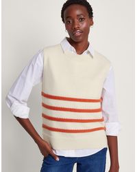 Monsoon - Sable Stripe Knit Vest Ivory - Lyst