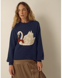 Monsoon - Sian Swan Crew Neck Jumper Blue - Lyst