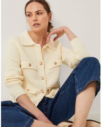Monsoon - Coby Collar Cardigan Ivory - Lyst