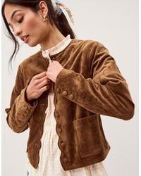 Monsoon - Isla Faux Suede Jacket Brown - Lyst