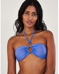 Monsoon - Ring Detail Plain Bikini Top Blue - Lyst