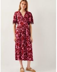 Monsoon - Aimee Floral Print Jersey Midi Dress Pink - Lyst