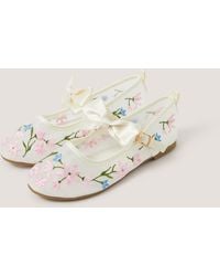 Monsoon - Floral Embroidered Mesh Ballet Flats Multi - Lyst