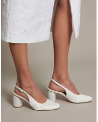 Monsoon - Pelia Pearl Satin Slingback Heels Ivory - Lyst