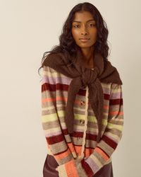 Monsoon - Taya Large Knitted Triangle Scarf Brown - Lyst