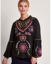 Monsoon - Xoey Embroidered Blouse Black - Lyst