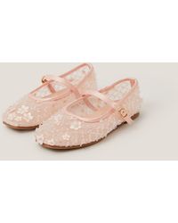 Monsoon - Flower Sparkle Mesh Ballet Flats Pink - Lyst