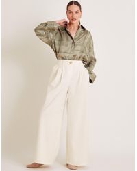 Monsoon - Willow Wide Leg Trousers Ivory - Lyst