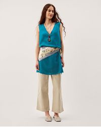 Monsoon - Lara Sleeveless Linen Blend Mini Dress Teal - Lyst