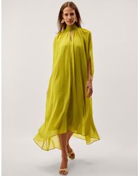 Monsoon - Amelia Scarf Neck Cape Midi Dress Green - Lyst