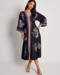 Monsoon - Kaya Embroidered Dress Black - Lyst
