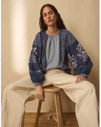Monsoon - East Milly Floral Patchwork Blouse Blue - Lyst