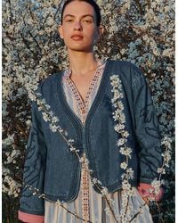 Monsoon - East Juna Denim Botanical Embroidered Jacket Blue - Lyst