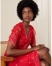 callie crane embroidered midi dress